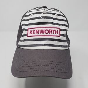 NWT KENWORTH GREY STRIPE COTTON PATCH ADJUSTABLE BASEBALL HAT WOMAN OS TRUCKER